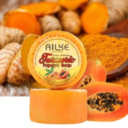 AILKE Lightening Soap Bar for Women, With Natural Turmeric, Papaya, Carrot, Remove Dark Spots, Acne, for All Skin Types, 200g