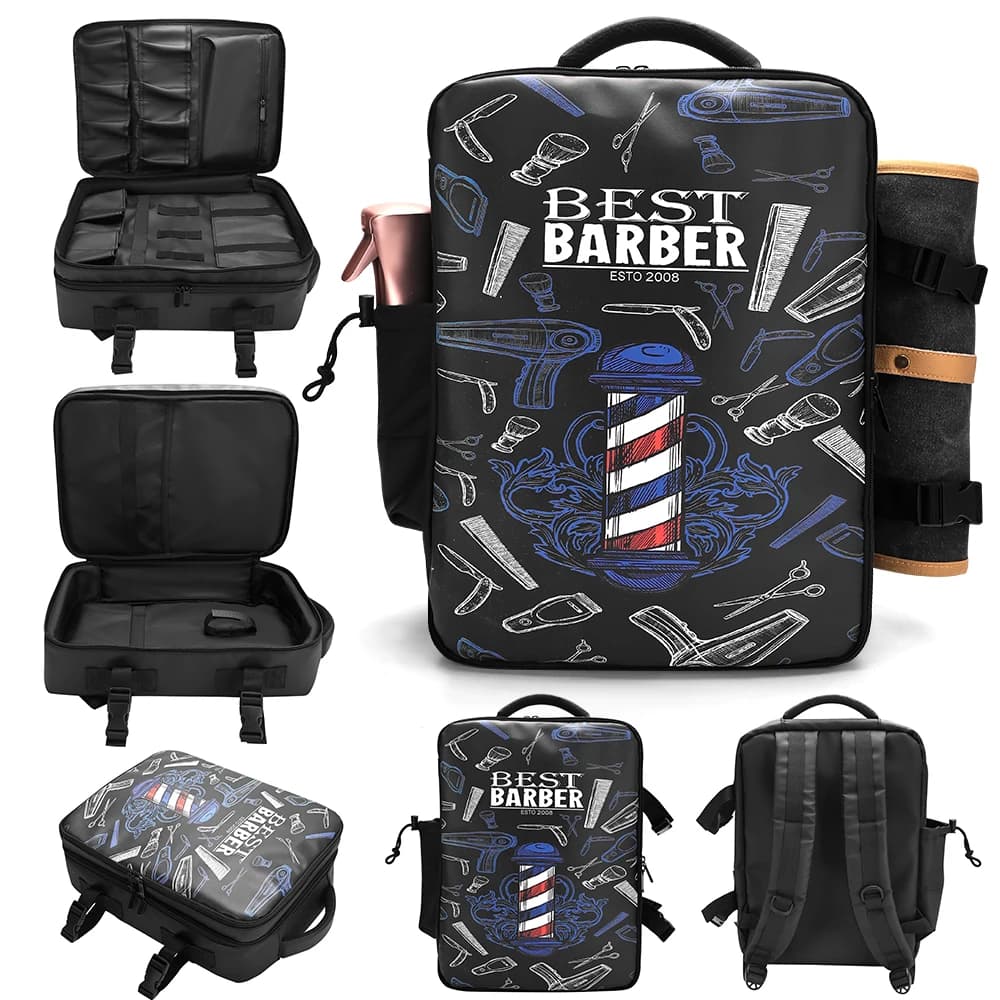 Multifunctional Professional Barber Storage Organizer Bag with Adjustable Strap Travel Backpack for Salon Barber Shop Tools