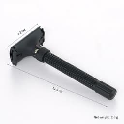 Adjustable Precision Men's Razor - Double Edge Safety Butterfly Brass Metal Handle for Beard & Mustache Grooming With 5 Blades