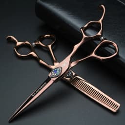 XUANFENG 6 inch Peacock Screw Hair Scissors 440C Steel Barber Cutting Scissors and Thinning Scissors