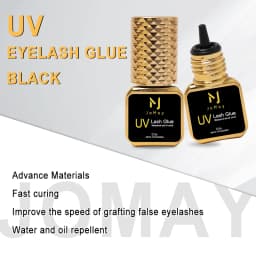 JOMAY 3 Bottles 5ml UV Glue Black Lash Glue for Eyelash Extensions Low Irritation 0.5 Second Fast Drying Glue UV Makeup Products