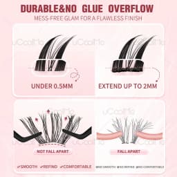 uCoolMe DIY Eyelashes Extension Flora 0.05mm D Curl Handmade 8-18mm Natural Wide Span Wispy Lash Clusters False Lashes Bundles