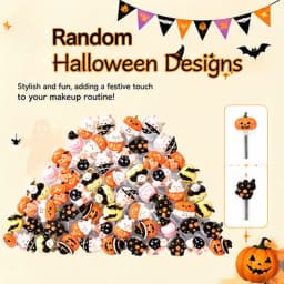 51Pcs Halloween Eyelash Spoolie Brush Set 50 Random Mascara Wands with 50-Hole Organizer Box Eyebrow Extension DIY Makeup Tools