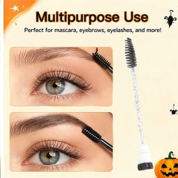 51Pcs Halloween Eyelash Spoolie Brush Set 50 Random Mascara Wands with 50-Hole Organizer Box Eyebrow Extension DIY Makeup Tools