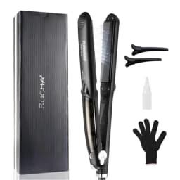 RUCHA Infrared Steam Hair Straightener 2 Inches Wide Plate Hair Salon Steampod Ironing Styler Ceramic Tourmaline Flat Iron