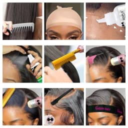 GOIPLE Electric Hot Comb Set, 3 Heat Settings Gold Heated Press Comb in Champagne Pink with Edge Styling and Wig Accessories
