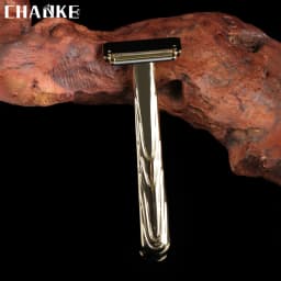 Chaoke Manual Razor Vintage Straight Razor Hand Shaving Razor Stand Beard Shaver Men's Double-Edged Blade