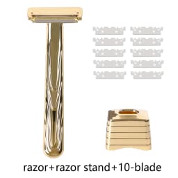 Chaoke Manual Razor Vintage Straight Razor Hand Shaving Razor Stand Beard Shaver Men's Double-Edged Blade