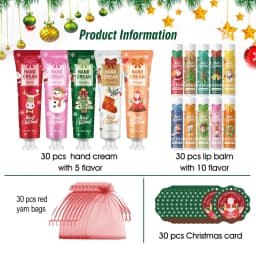 Christmas Gift Set Distribution 120PCS/Box in Bulk, Lip Balm in Bulk, Hand Cream in Bulk, Christmas Cards, Gift Gauze Bags