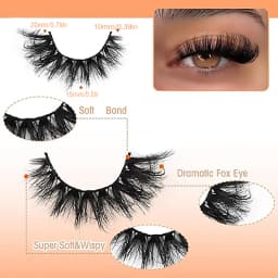 Wholesal 50Pairs Cat Eye Lashes Natural long Mixed Style Curling Fluffy Eyelashes Reusable Portable Individual Packing Faux Lash