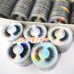 Wholesal 50Pairs Cat Eye Lashes Natural long Mixed Style Curling Fluffy Eyelashes Reusable Portable Individual Packing Faux Lash