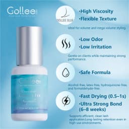 Gollee Professional Eyelash Extension Glue 0.5s Fast Dry Last 8 Weeks Medical Grade Latex-Free Low Fumes For Expert Lash Artists