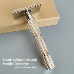 Dscosmetic X2 316L Stainless Steel Double Edge Safety Razor Cpen Comb for Man Wet Shaving