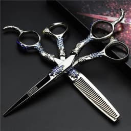 Retro professional barber shop hairdressing scissors 6.0 440c 7 inch hair cutting thinning shears kit tesoura makas barbearia