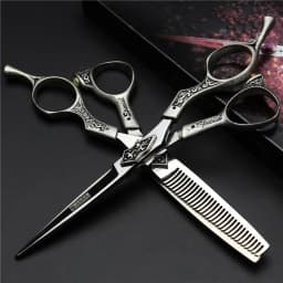 Retro professional barber shop hairdressing scissors 6.0 440c 7 inch hair cutting thinning shears kit tesoura makas barbearia