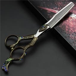 Retro professional barber shop hairdressing scissors 6.0 440c 7 inch hair cutting thinning shears kit tesoura makas barbearia
