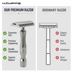 KAMPFE Stainless Steel /Titanium Safety Razor CNC Precision Machined Double Edge Manual Razor Smooth Wet Shaving for Men