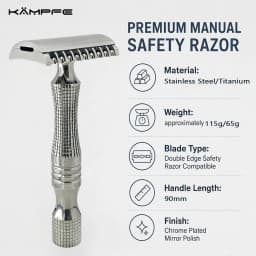 KAMPFE Stainless Steel /Titanium Safety Razor CNC Precision Machined Double Edge Manual Razor Smooth Wet Shaving for Men