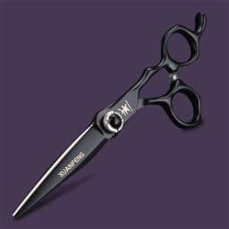 Black Gemstone Screw Hair Scissors 6-Inch JP440C Steel Cutting Scissors and Thinning Scissors Professional Hair Cutting Tool