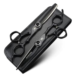Black Gemstone Screw Hair Scissors 6-Inch JP440C Steel Cutting Scissors and Thinning Scissors Professional Hair Cutting Tool