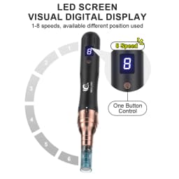 8 Speed Level Rechargeable Microneedling Derma Pen/Mas Pen N6 With 10Pcs Replacement Tips 0.25mm