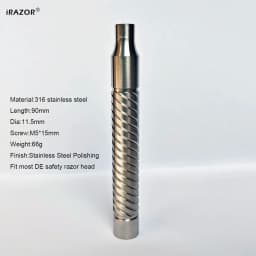 iRAZOR 316 Stainless Steel Safety Razor Handle DE Double Edge Shaving Razor with CNC Polished Anti-Slip Grip for Men's Beard