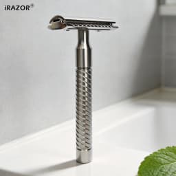 iRAZOR 316 Stainless Steel Safety Razor Handle DE Double Edge Shaving Razor with CNC Polished Anti-Slip Grip for Men's Beard