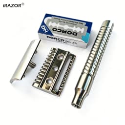 iRAZOR 316 Stainless Steel Safety Razor Handle DE Double Edge Shaving Razor with CNC Polished Anti-Slip Grip for Men's Beard