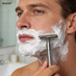 iRAZOR 316 Stainless Steel Safety Razor Handle DE Double Edge Shaving Razor with CNC Polished Anti-Slip Grip for Men's Beard