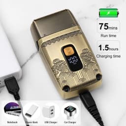 Hatteker Vintage Style Electric Shaver for Men LED Display USB Rechargeable Foil Razor with Cleaning Brush & Storage Case
