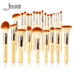 Jessup Professional Makeup Brushes Set Foundation Powder Eyeshadow Liner Blending Brush Make Up Tools Kit Bamboo Synthetic Hair