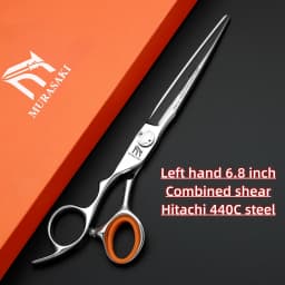 Professional Left Hand Barber Scissors,Set of 6-6.5-6.8 Inches Hairdressing Scissors,Hitachi 440C Steel Barbershop Accessories