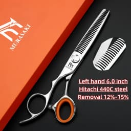 Professional Left Hand Barber Scissors,Set of 6-6.5-6.8 Inches Hairdressing Scissors,Hitachi 440C Steel Barbershop Accessories