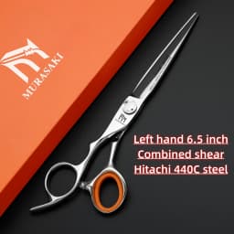 Professional Left Hand Barber Scissors,Set of 6-6.5-6.8 Inches Hairdressing Scissors,Hitachi 440C Steel Barbershop Accessories