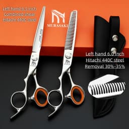 Professional Left Hand Barber Scissors,Set of 6-6.5-6.8 Inches Hairdressing Scissors,Hitachi 440C Steel Barbershop Accessories