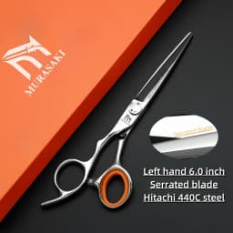 Professional Left Hand Barber Scissors,Set of 6-6.5-6.8 Inches Hairdressing Scissors,Hitachi 440C Steel Barbershop Accessories