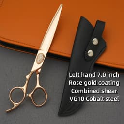 Professional Left Hand Barber Scissors,Set of 6-6.5-6.8 Inches Hairdressing Scissors,Hitachi 440C Steel Barbershop Accessories