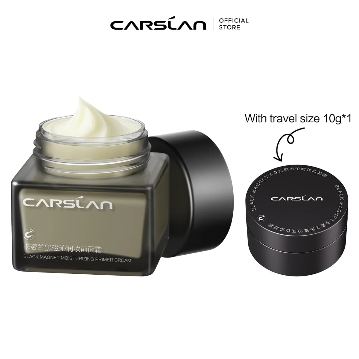 CARSLAN Black Magnet Moisturizing Primer Cream 24H Long lasting Anti-cake No Creasing Face Primer For All Skin