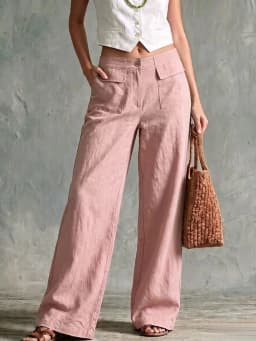 Women's Autumn New Loose Casual Wide Leg Pants Cotton Linen Trousers Comfortable Loose Fit Long Trousers for Fall