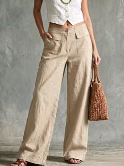 Women's Autumn New Loose Casual Wide Leg Pants Cotton Linen Trousers Comfortable Loose Fit Long Trousers for Fall