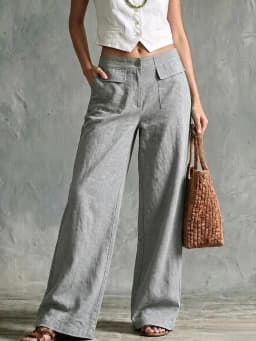 Women's Autumn New Loose Casual Wide Leg Pants Cotton Linen Trousers Comfortable Loose Fit Long Trousers for Fall
