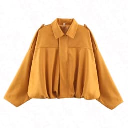 HH Women's Street Fashion Solid Loose Suede Texture Coats Causal Long Bat Sleeves Lapel Zipper Fly Winter Vintage Jackets