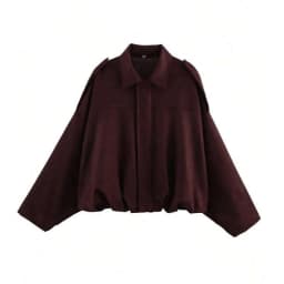 HH Women's Street Fashion Solid Loose Suede Texture Coats Causal Long Bat Sleeves Lapel Zipper Fly Winter Vintage Jackets