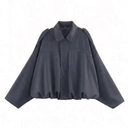HH Women's Street Fashion Solid Loose Suede Texture Coats Causal Long Bat Sleeves Lapel Zipper Fly Winter Vintage Jackets
