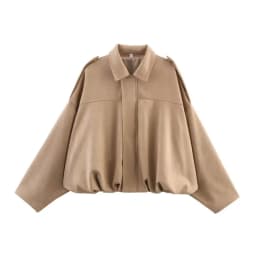 HH Women's Street Fashion Solid Loose Suede Texture Coats Causal Long Bat Sleeves Lapel Zipper Fly Winter Vintage Jackets
