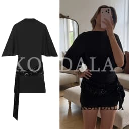 KONDALA Sexy Backless Sequin Splicing Dress Dating Holidays Party Elegant Mini Dress 2026 Summer Trendy Lady Short Sleeve Dress