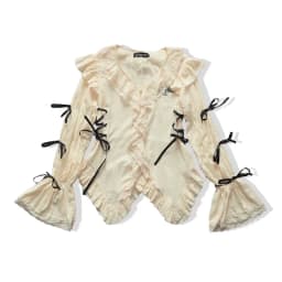 Karrram Y2k Aesthetics Lace Shirt Grunge Gothic Irregular Blouses Fairy Harajuku Bandage Shirt Vintage Lolita Clothes Mall Goth