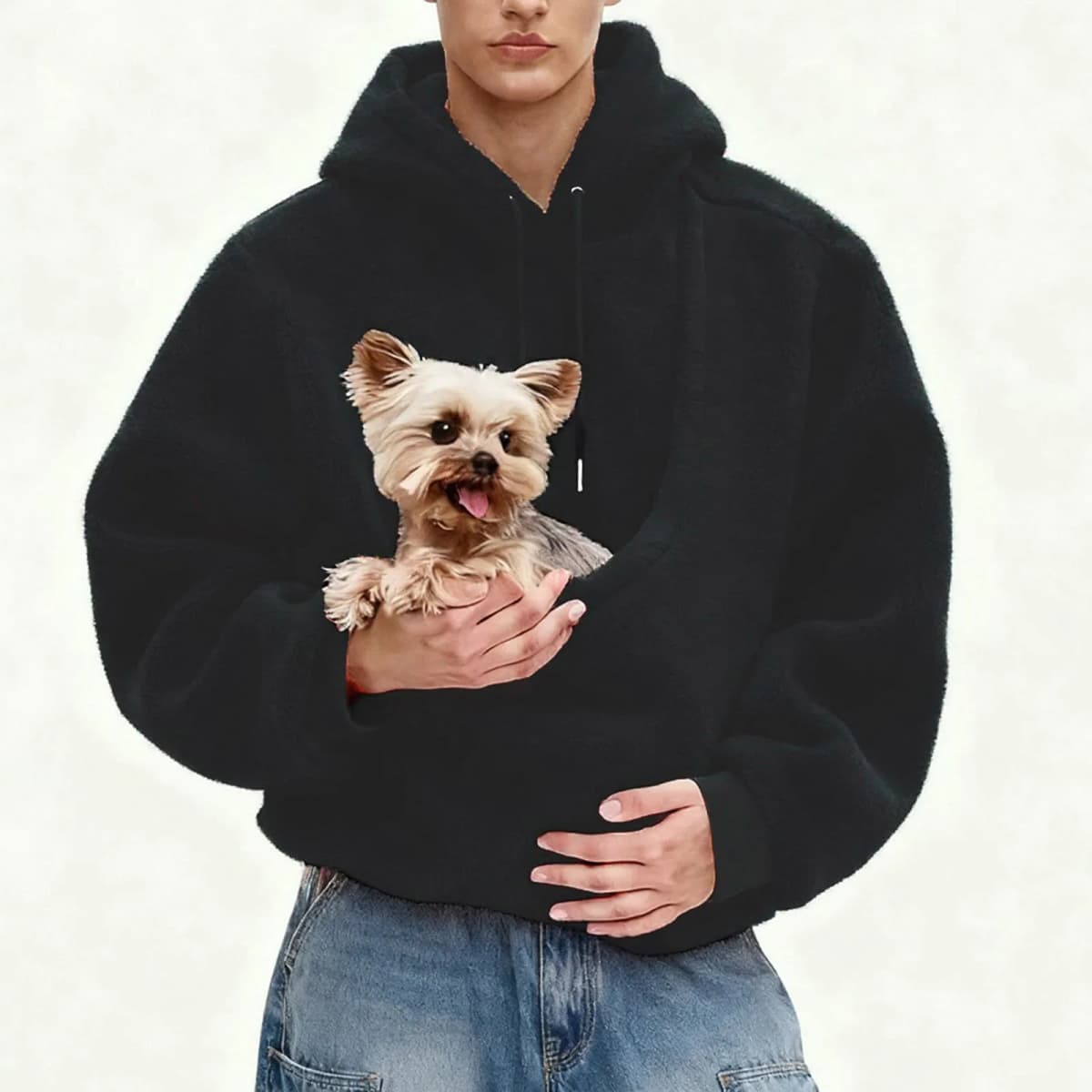 Pocket Style Pet In Plush Loose Fitting Hooded Sweatshirt for Men a nd Women New Fashion Solid Color Comforatble Hoodie 2025
