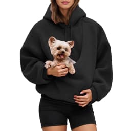 Pocket Style Pet In Plush Loose Fitting Hooded Sweatshirt for Men a nd Women New Fashion Solid Color Comforatble Hoodie 2025