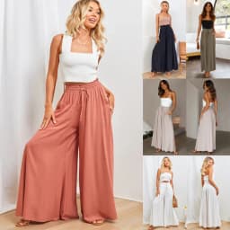 Summer Women's Wide Leg Pants With Elastic Waistband